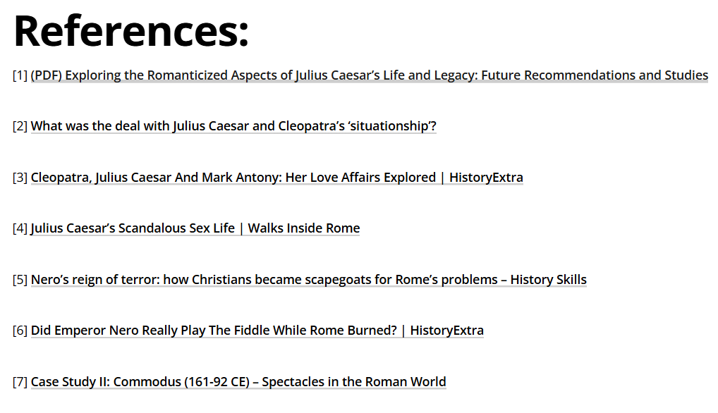 A sample of my reference list from one of my articles.