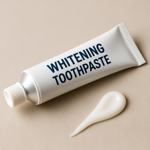 AI-generated illustration of a tube of whitening toothpaste.