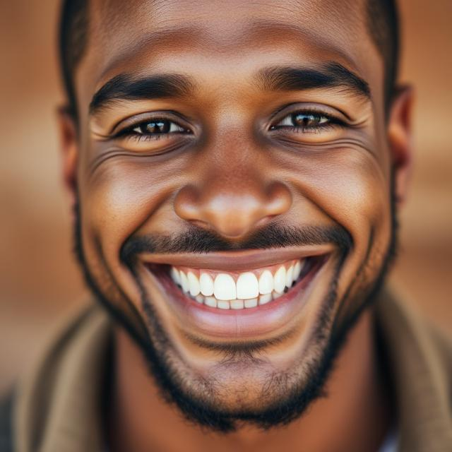 AI-generated image of a young man with a radiant, healthy smile.